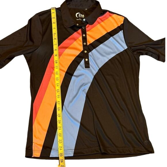 Zyia Active Rainbow Clubhouse Women's Short Sleeve Polo Top Size Large L 📦 - Picture 5 of 11